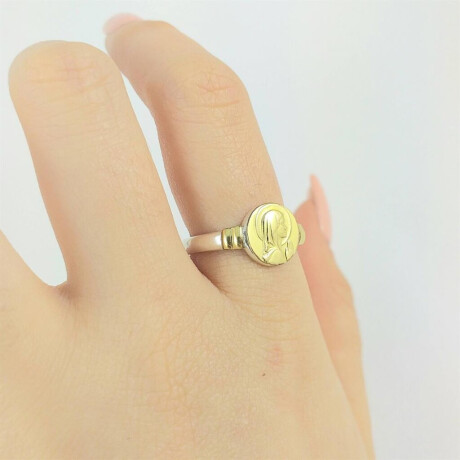 Anillo religioso de plata 925 en double de oro 18 ktes Virgen Niña