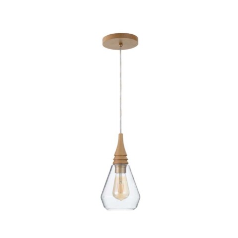 COLGANTE 1 LUZ ''FLOW'' E27 VIDRIO MADERA COLGANTE 1 LUZ ''FLOW'' E27 VIDRIO MADERA