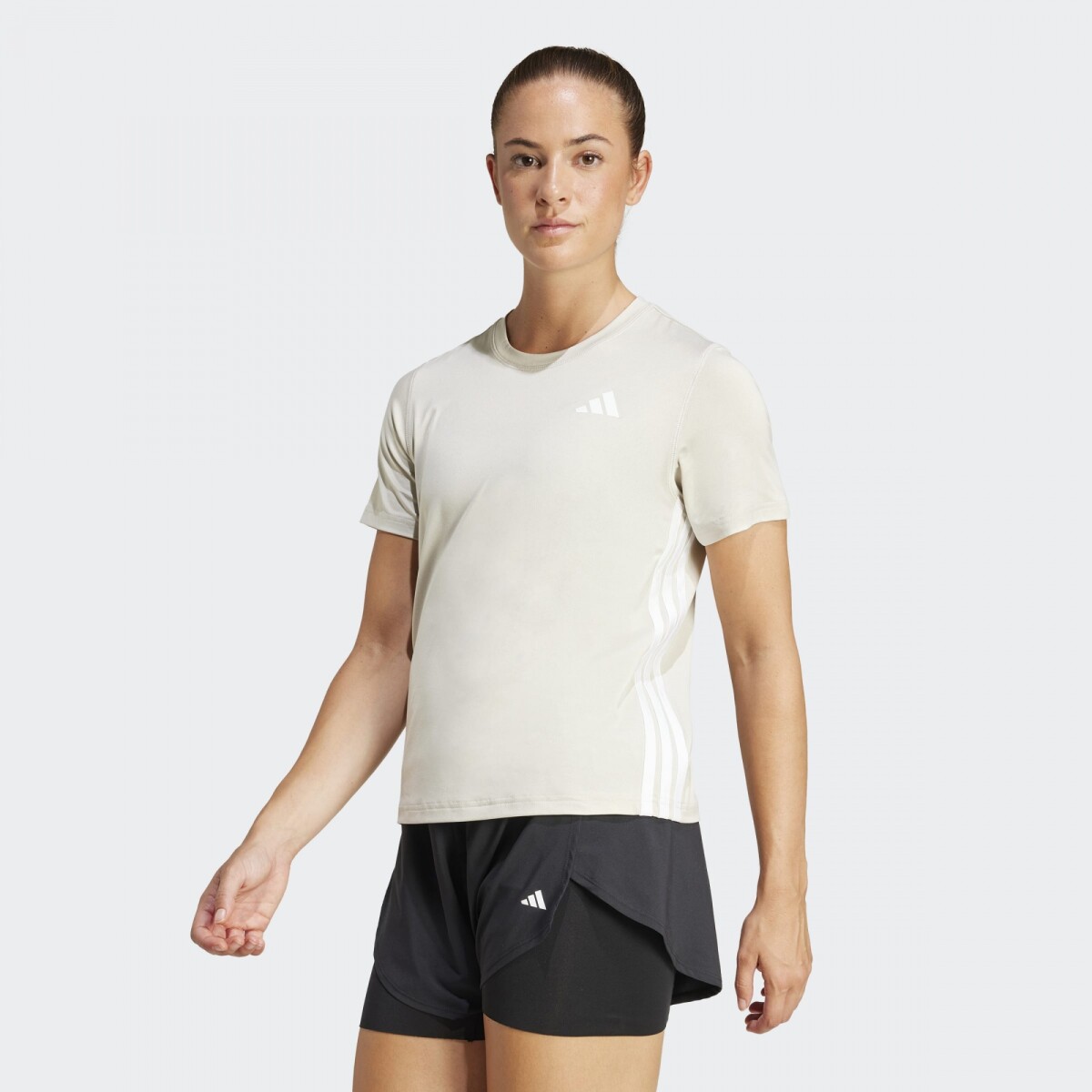 Remera Adidas Train Essentials 3 Rayas - Beige 