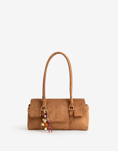 City Cartera Baguette Gamuzada - Marron Suela