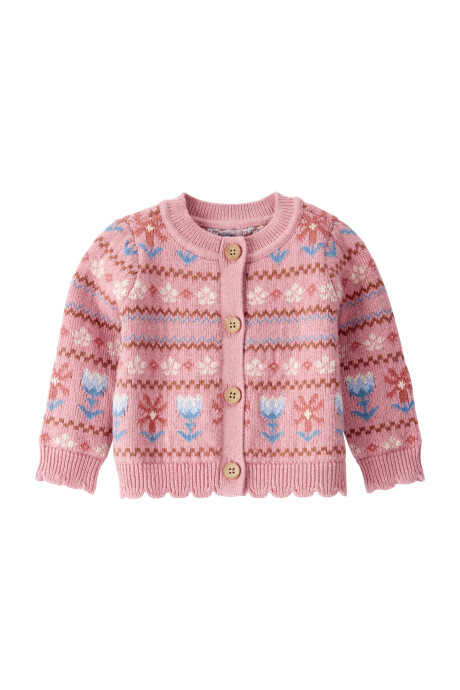 Saco de punto, rosado, diseño fair isle Sin color