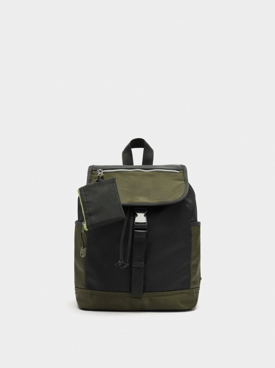 Mochila Color Block Con Nylon - negro 