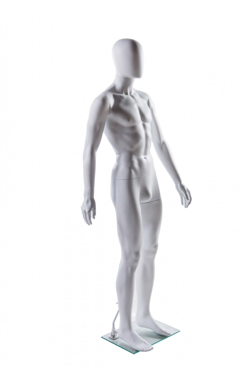 Maniquí Masculino Fibra Acabado Mate - Blanco 