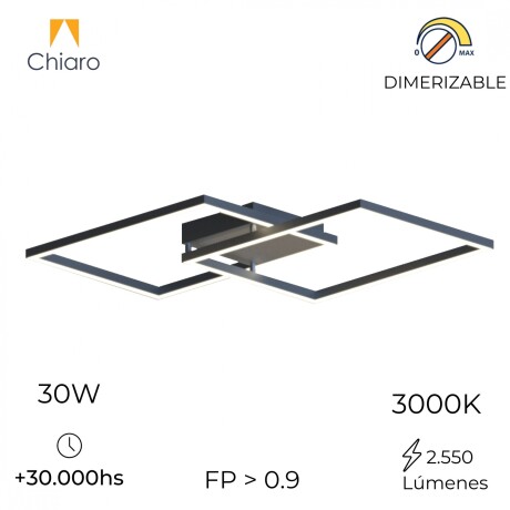 Plafon Spot Led doble marco dimerizable 30W Negro