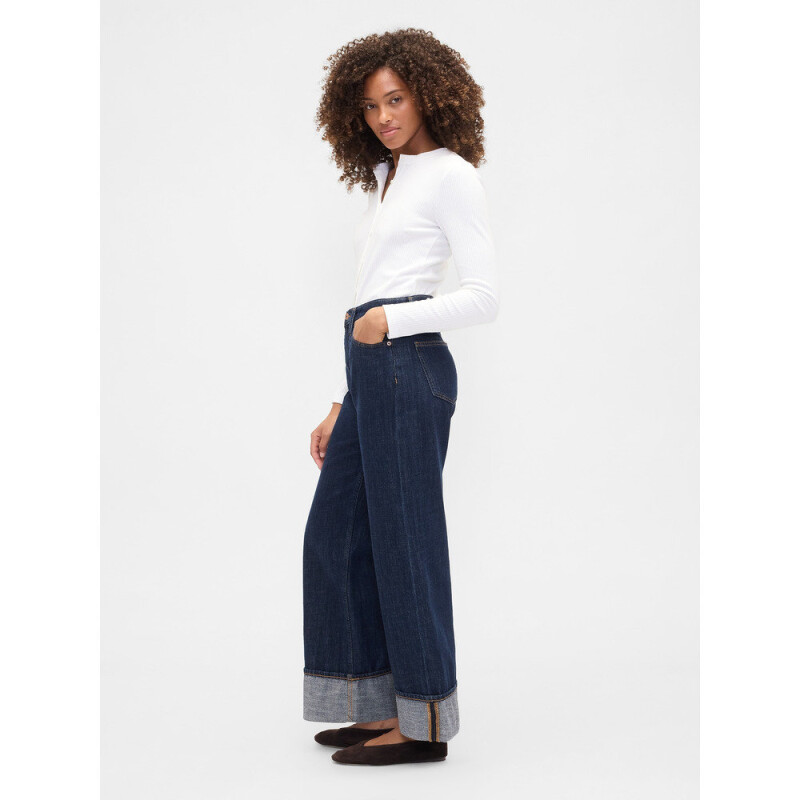 V-HR WIDE LEG CUFF DARK GISELE DARK WASH INDIGO 119