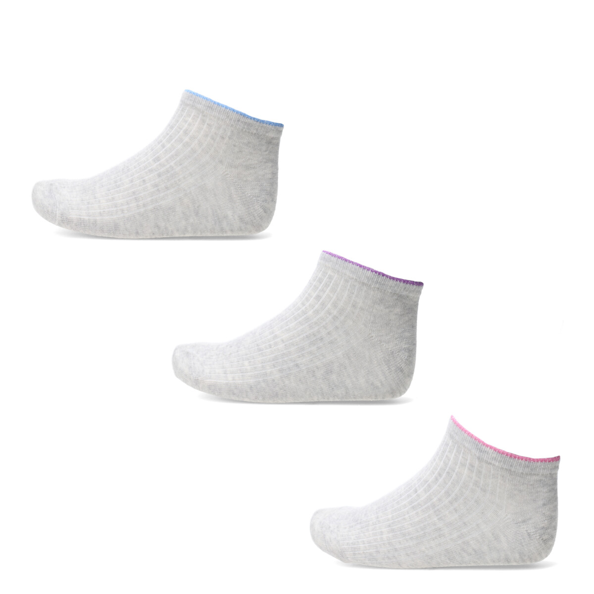 Medias Miss Carol pack x3 white - Gris 