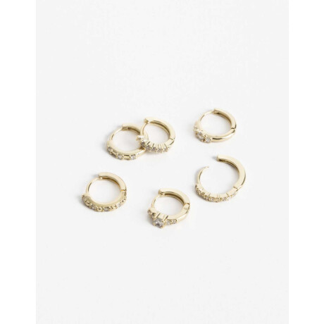 Aros Argollas Set Cubic zirconia Dorado