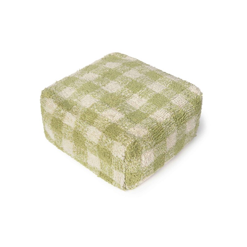 Pouf lavable - Vichy Verde Matcha