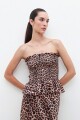 Top strapless animal print beige