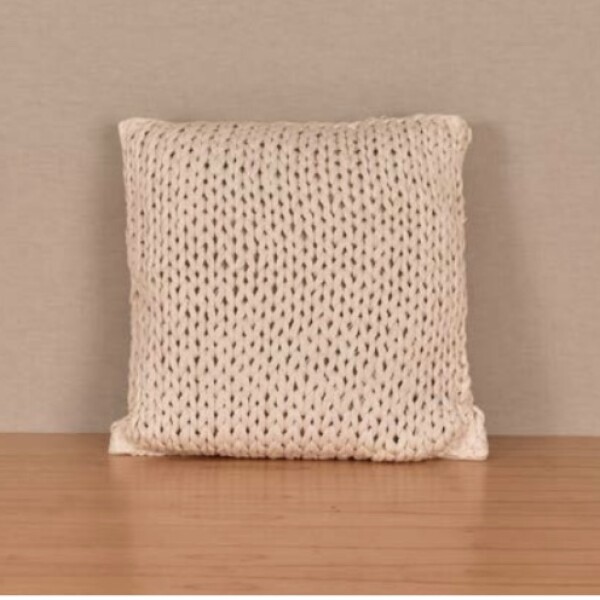 Almohadón Deco Tejido Doble Punto Merino Crudo