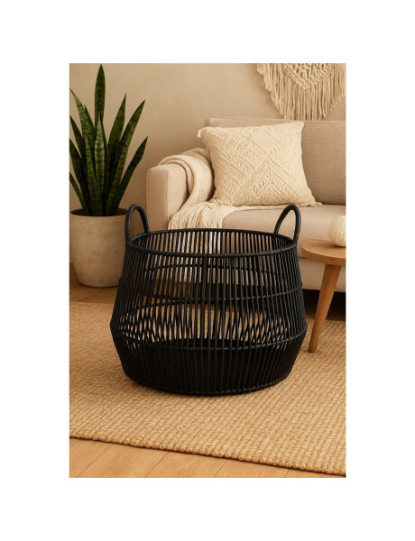 CESTO C/ASAS D40X30CMS PLASTICO SIMIL RATAN NEGRO CESTO C/ASAS D40X30CMS PLASTICO SIMIL RATAN NEGRO