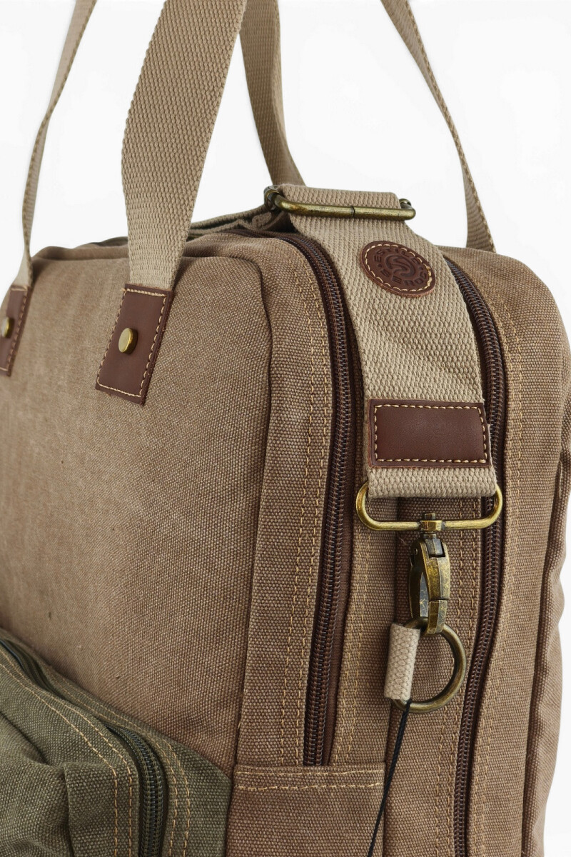 Bolso porta laptop de lona Marrón con Verde
