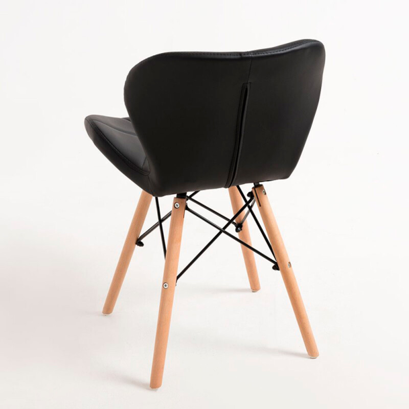 Set X4 Silla Victoria Eames acolchonada NEGRO