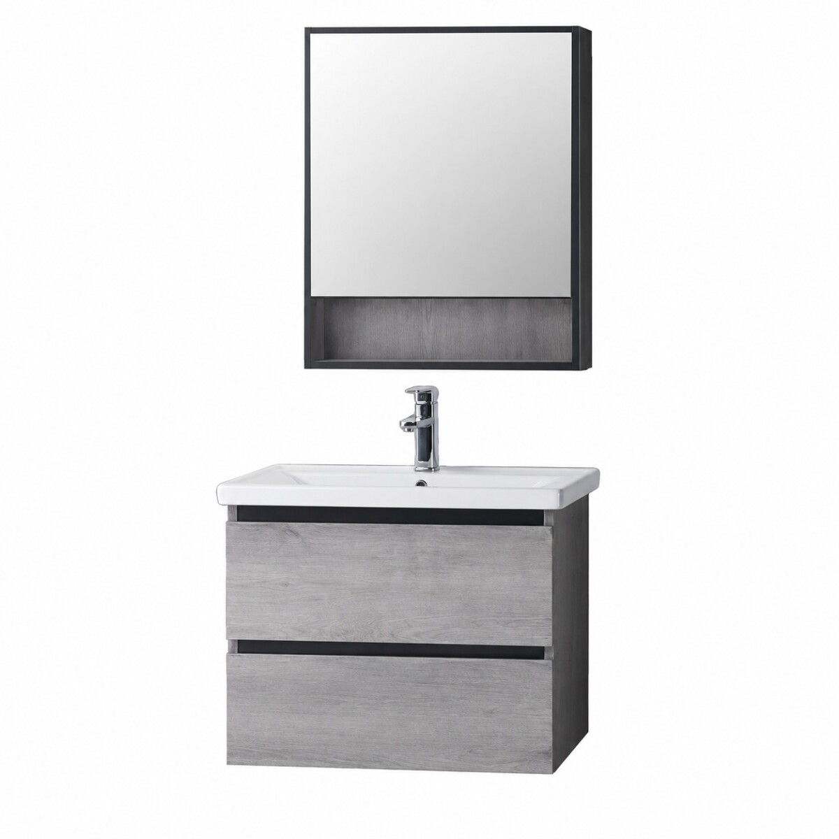 Conjunto Mueble De Baño Suspendido Modelo 2023-60-5 / Mueble + Bacha + Botiquin Con Espejo 