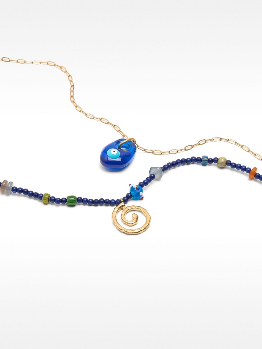 Set De Collares Con Eslabones Y Cuentas multicolor
