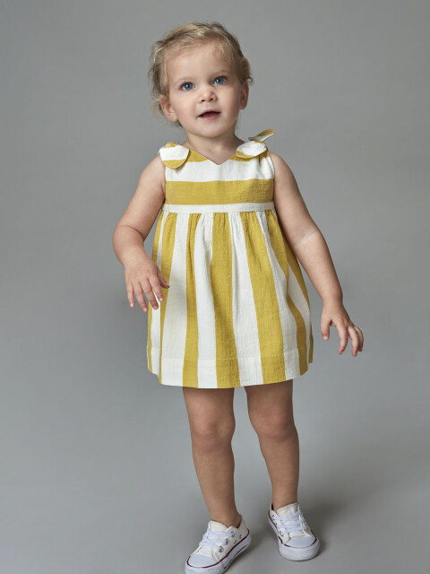 Vestido Rayas Tirantes Amarillo Limon