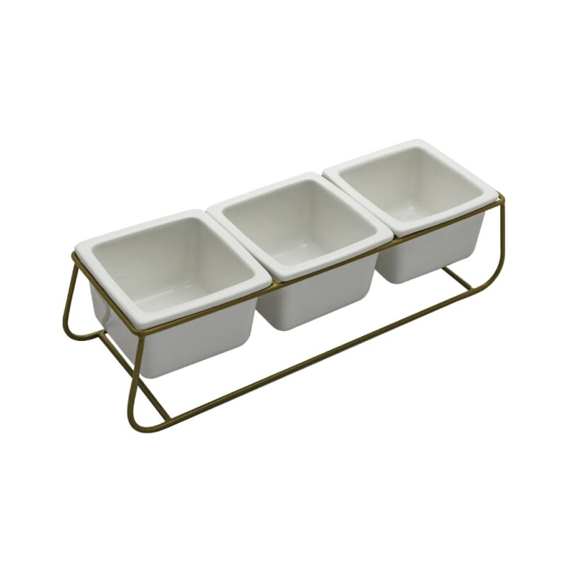 3 MACETAS CERAMICA 28x10x10CM BLANCO/DORADO 3 MACETAS CERAMICA 28x10x10CM BLANCO/DORADO