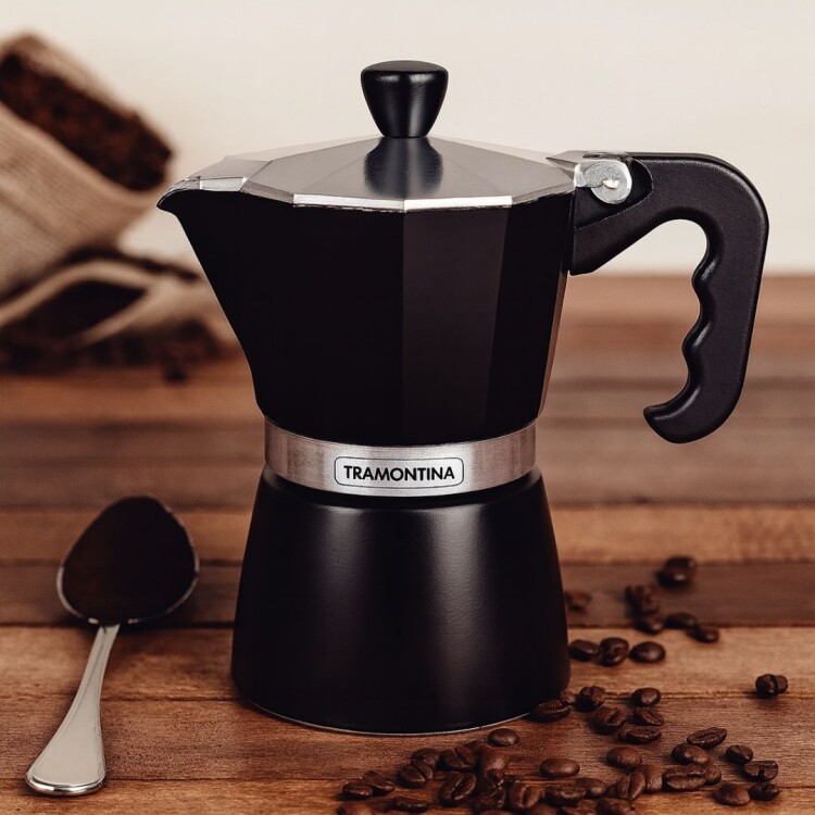 CAFETERA EXPRESSO ITALIANA TRAMONTINA 6 TAZAS 0,32LTS NEGRA CAFETERA EXPRESSO ITALIANA TRAMONTINA 6 TAZAS 0,32LTS NEGRA