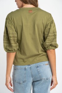 Remera Algodón Combinada Oliva