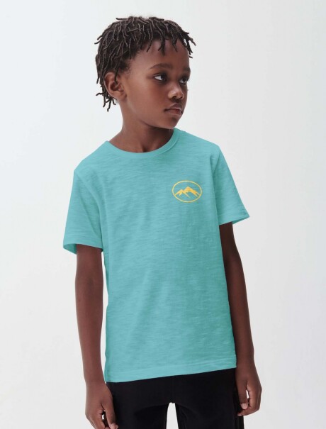 CAMISETA INFANTIL ESTAMPADA CELESTE
