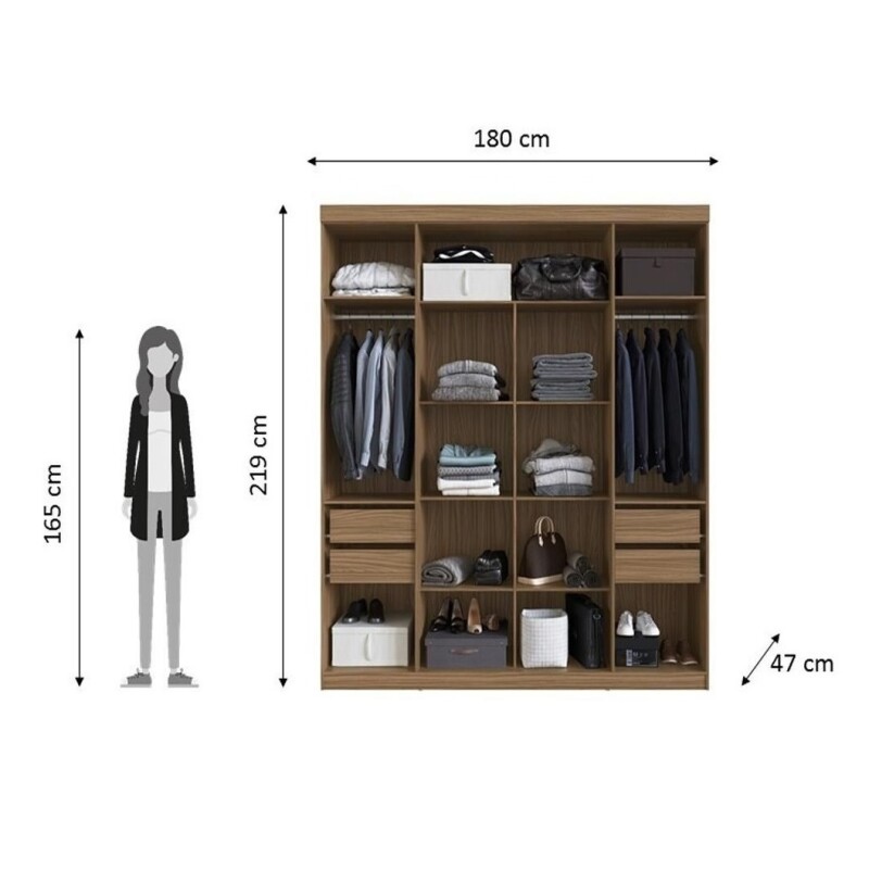 Ropero Armario 4 Puertas 4 Cajones Percheros - La Tentación Ropero Armario 4 Puertas 4 Cajones Percheros - La Tentación