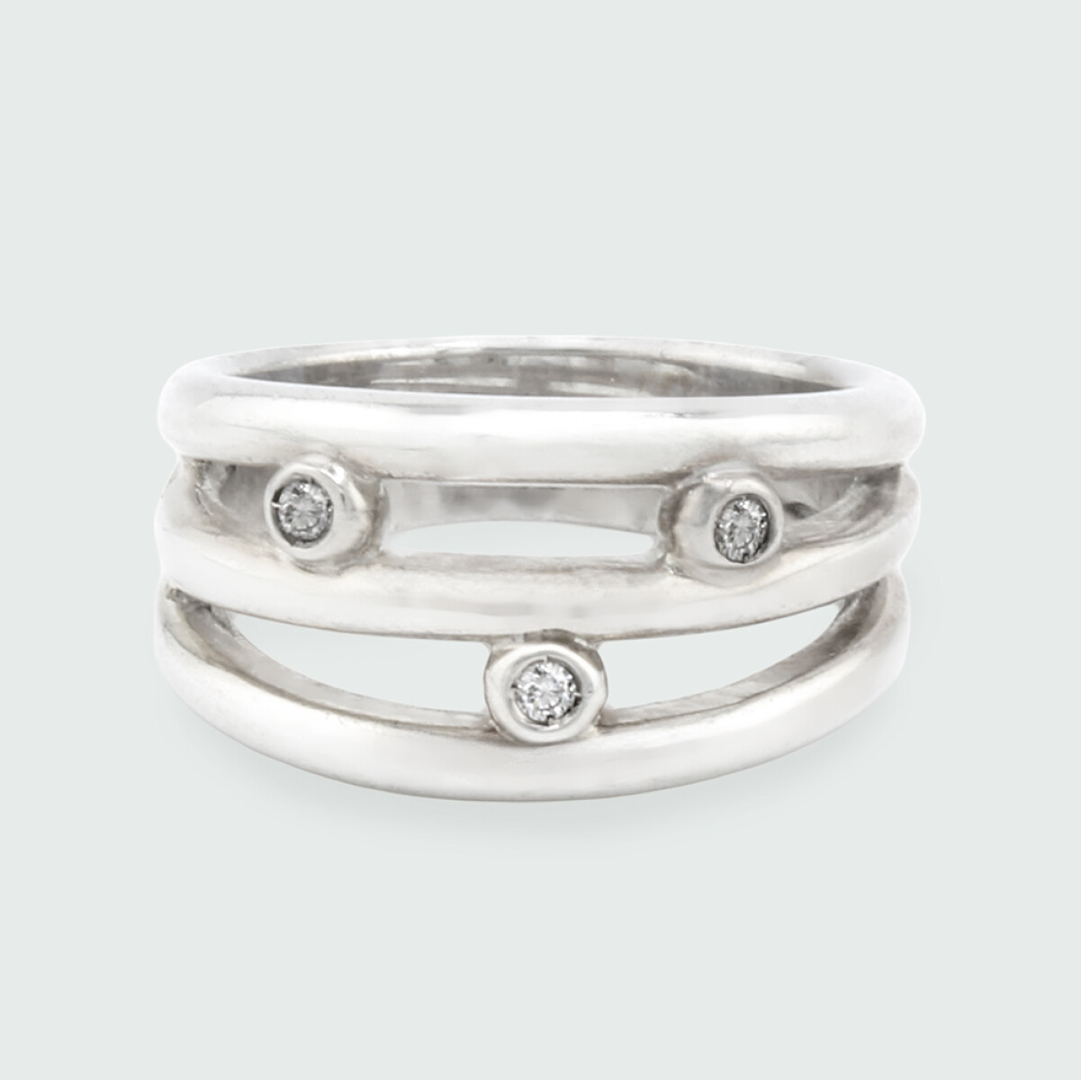Anillo MOON triple de plata 925 con brillantes 