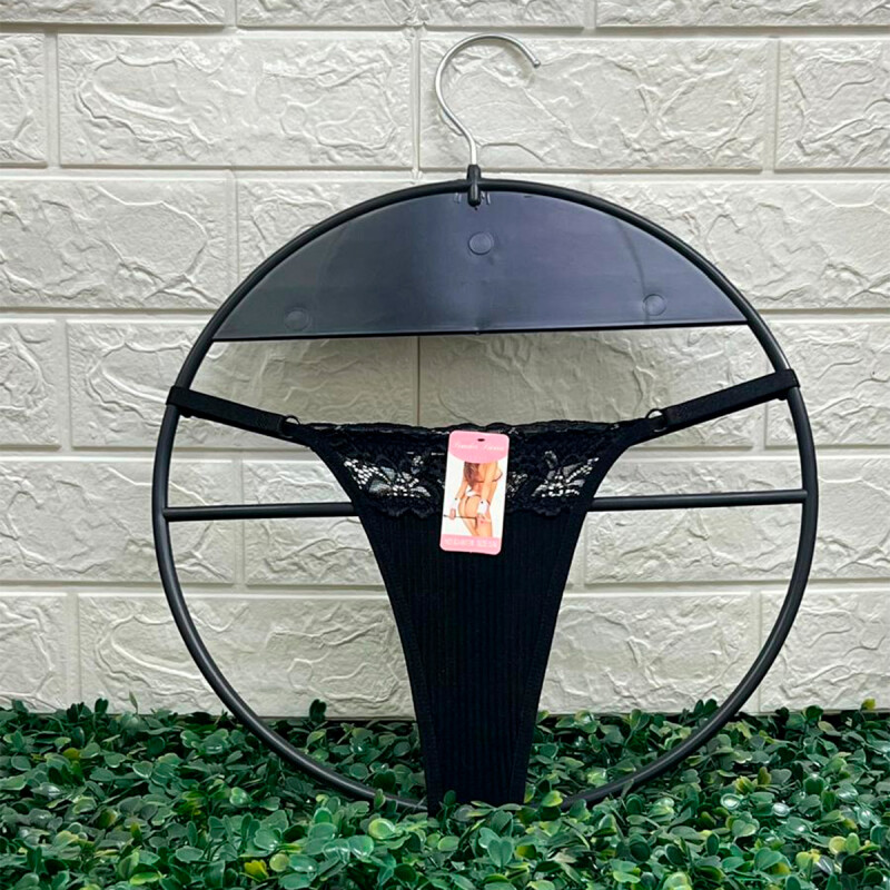 Tanga Colaless Ajustable De Encaje Negro
