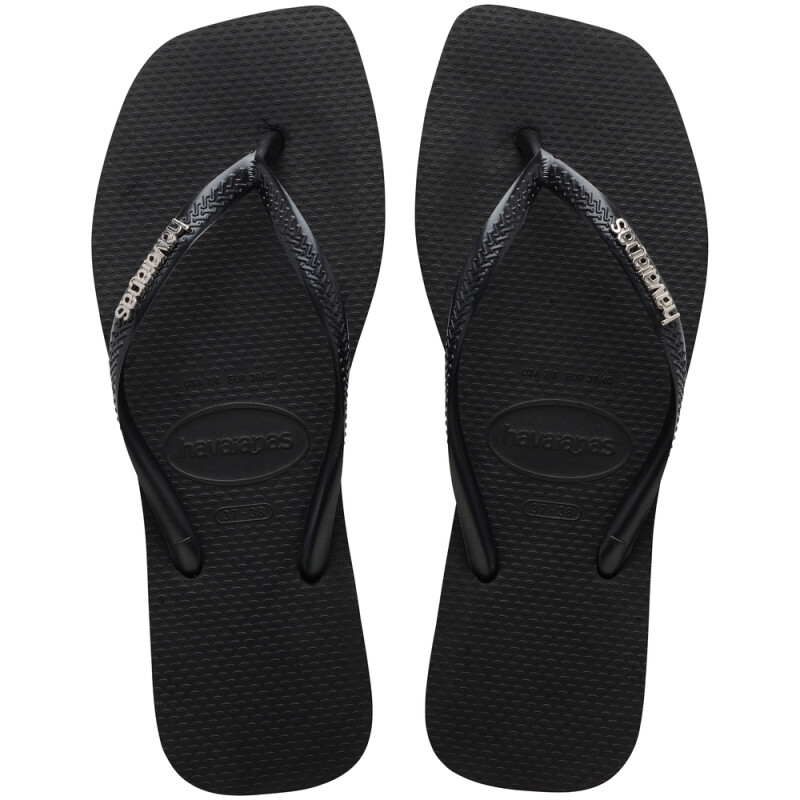 Sandalias Havaianas Sl Sq Logo Met FC Mujer Negro/plata