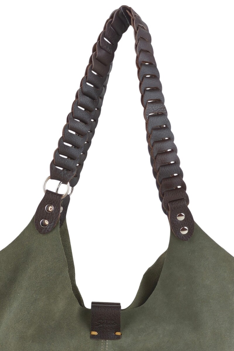 Tote bag de cuero con gamuza Verde