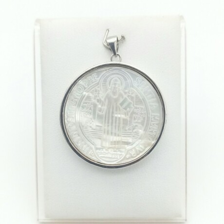 Medalla religiosa de plata y nàcar, SAN BENITO. Medalla religiosa de plata y nàcar, SAN BENITO.