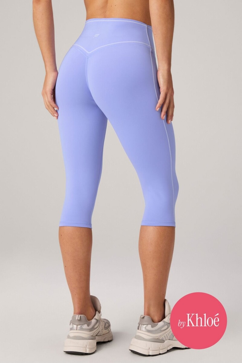Legging The No-Seam Pureluxe Tlc High-Waisted Capri Mujer - Moonlight Peri/Classic White 