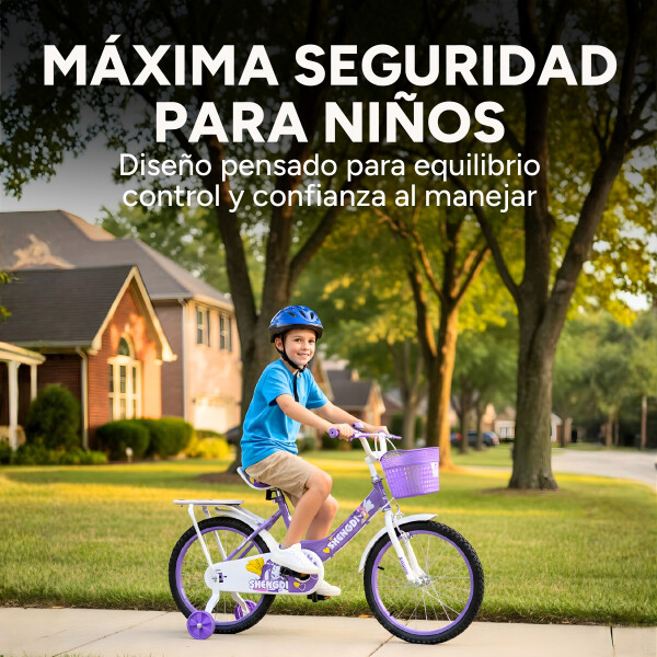 Bicicleta infantil Shengdi Rodado 18 Canasto Parrilla Hadas Color Violeta