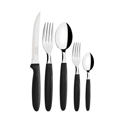 Juego cubiertos negro en pote línea IPANEMA, 30 piezas -TRAMONTINA TN8491