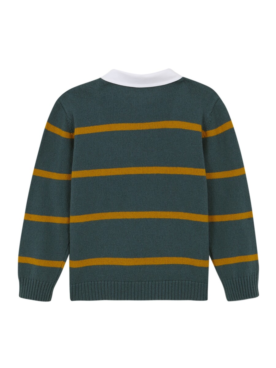 Jersey Polo De Rayas Petroleo