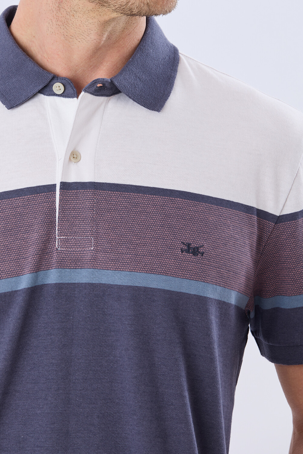 REMERA POLO RAYADA JERSEY Blanco