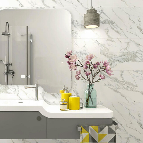 Ceramica Marmolada Blanca Brillo 35X70Cm Pared GAMAS DE BLANCO