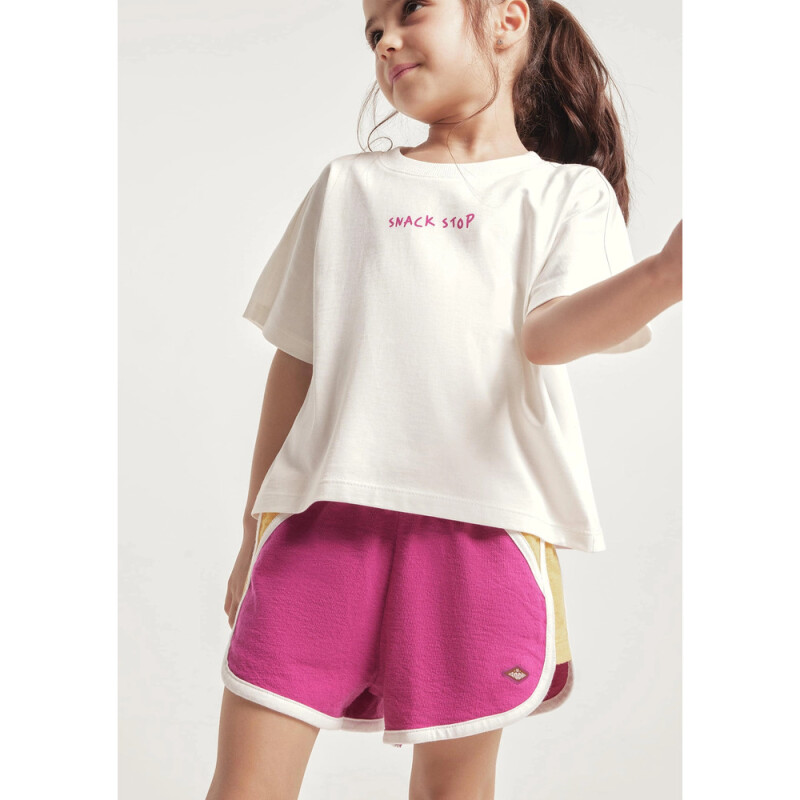 SHORTS FEM ROSA COM AMARELO