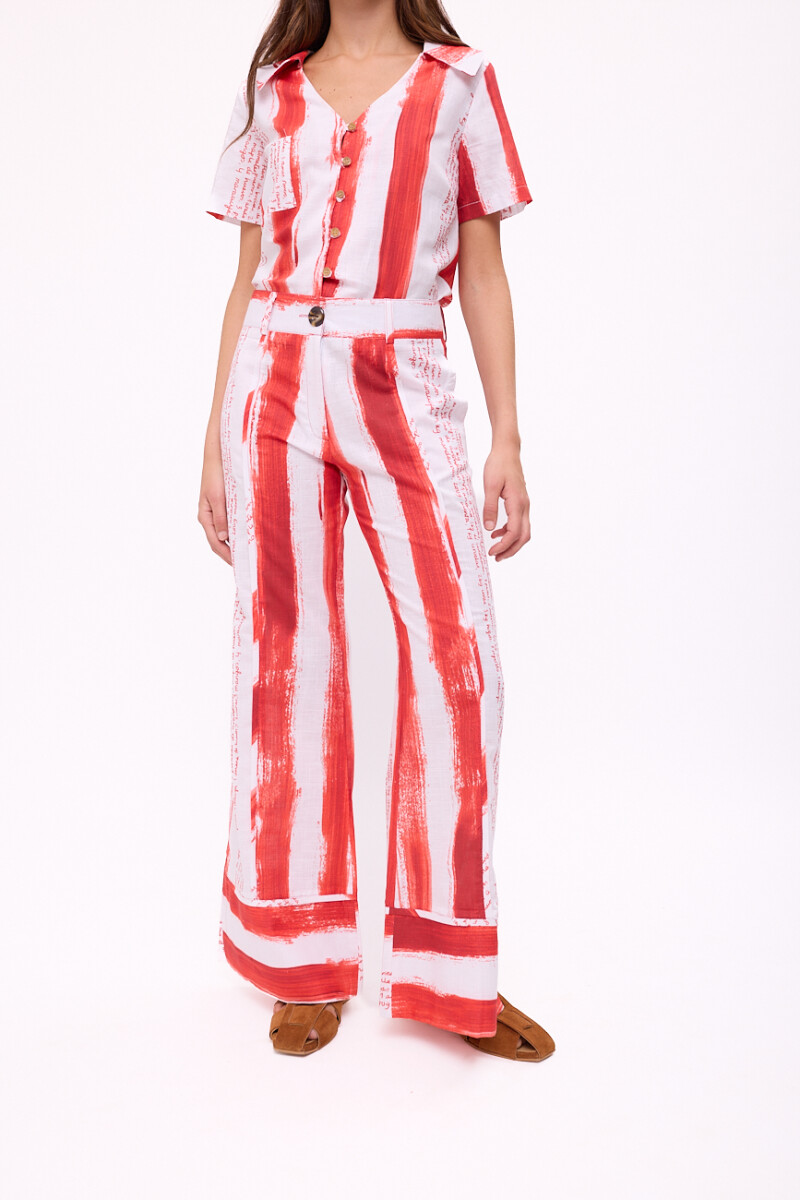 PANTALON COCO PRINT - Rayas Rojo 