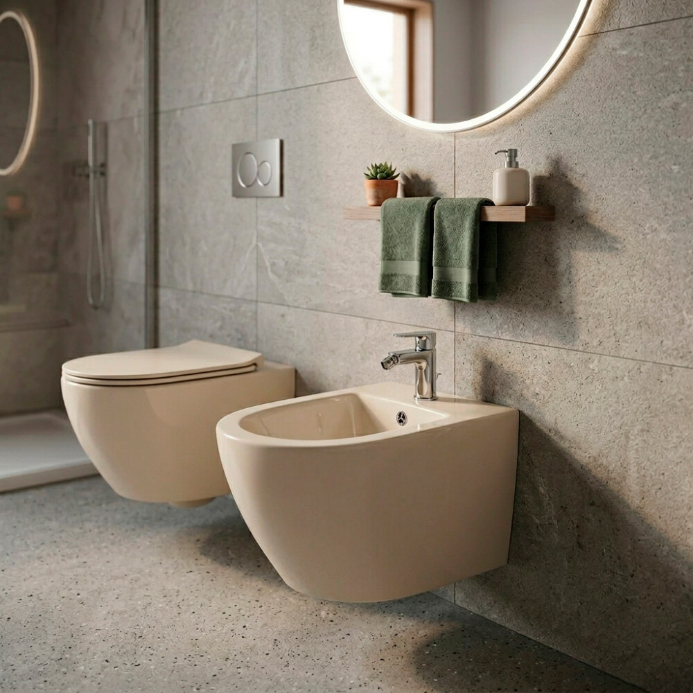 BIDET SUSPENDIDO COLOR CAQUI MATE HABITARE Bidet Suspendido Color Caqui Mate Habitare