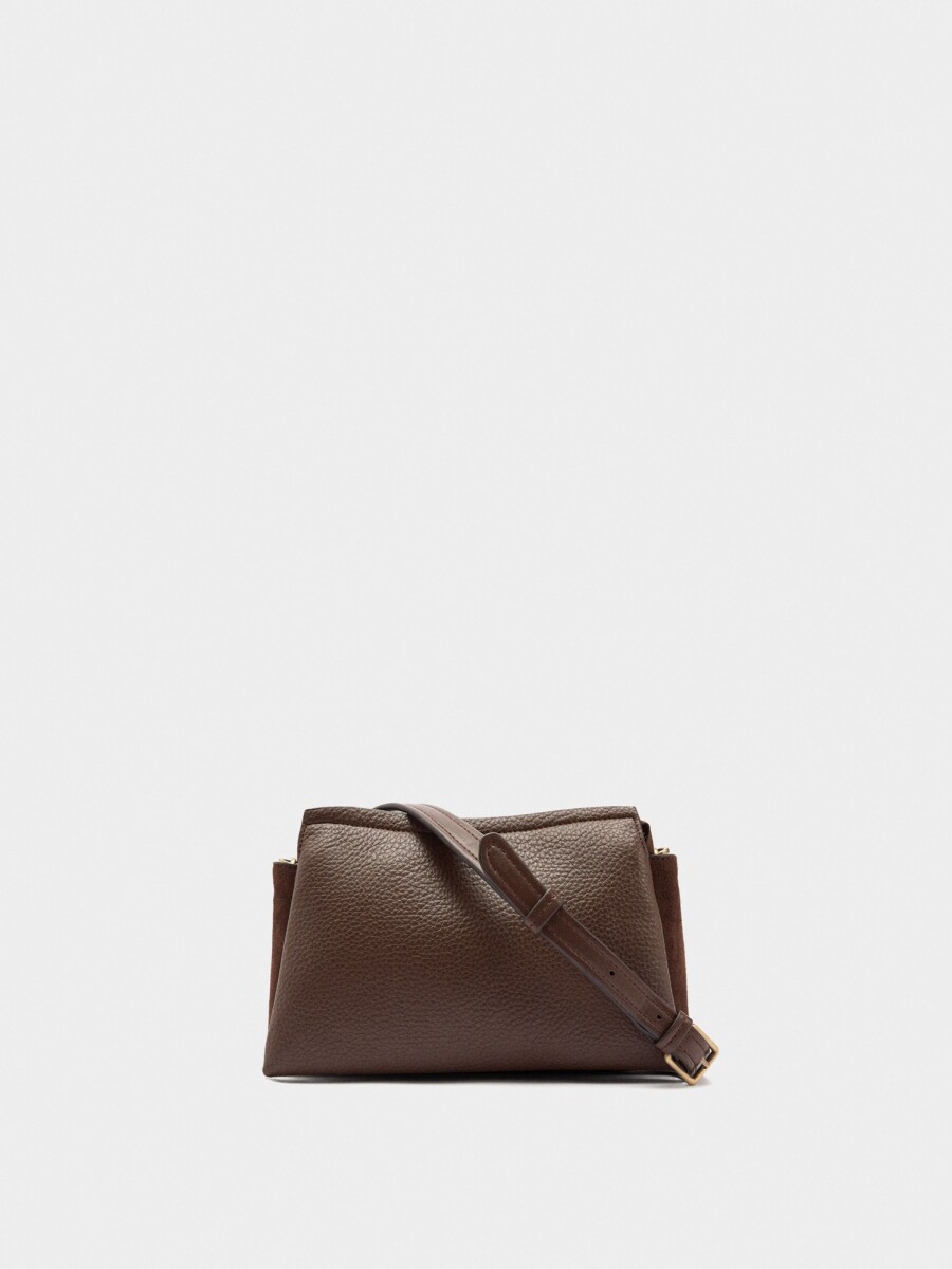 Bolso Bandolera Con Textura Efecto Piel marron