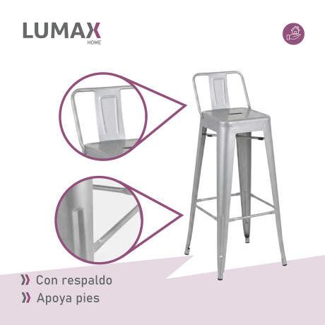 Taburete Tolix en metal con respaldo Gris