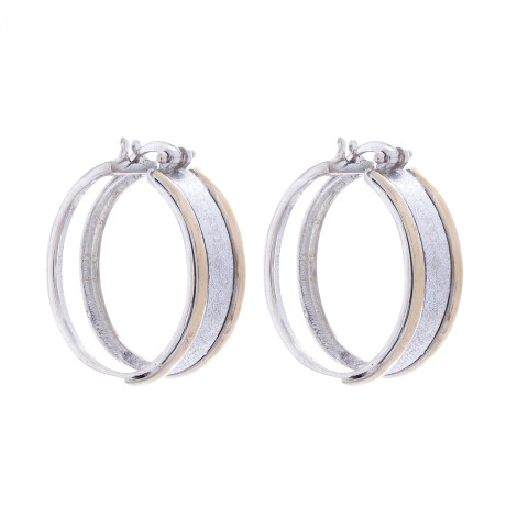 Par de aros de plata 925 y double en oro 18 ktes. Par de aros de plata 925 y double en oro 18 ktes.