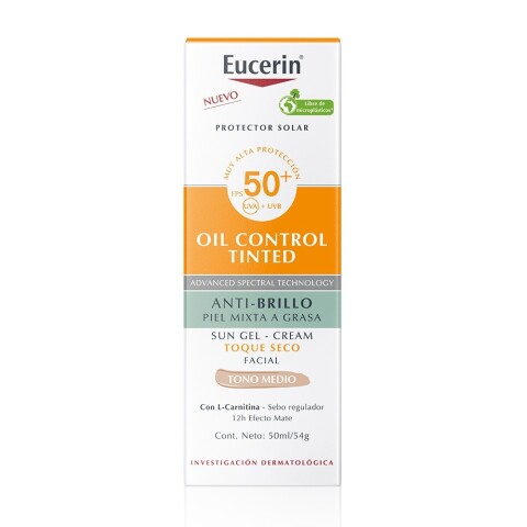 Eucerin Oil Control protector facial FPS50+ Tinted Tono medio