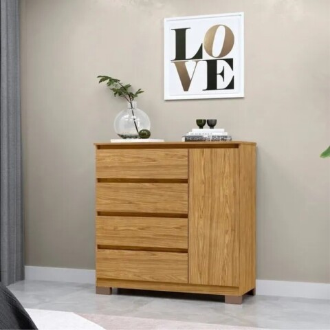Comoda Cajonera Vega para Dormitorio 4 Cajones con Rieles Telescópicos y 1 Puerta - Marrocos Comoda Cajonera Vega para Dormitorio 4 Cajones con Rieles Telescópicos y 1 Puerta - Marrocos
