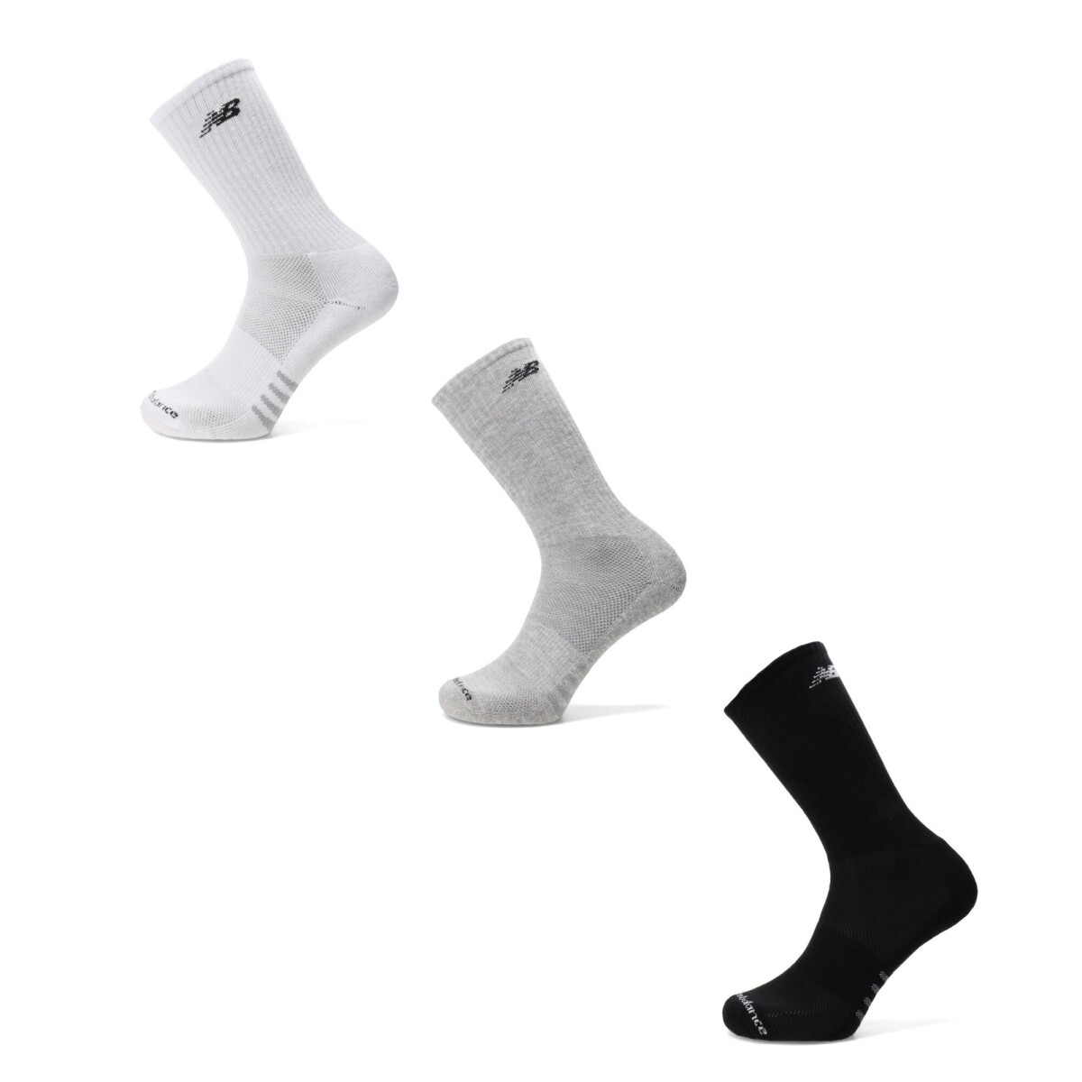 Medias Unisex New Balance Crew X3 - Negro - Gris 