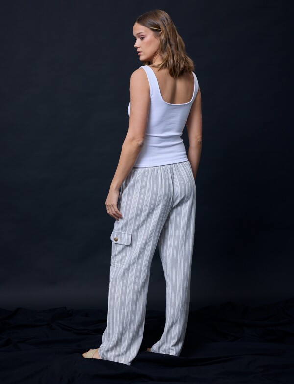 Pantalon Cargo Lino GRIS/MULTI