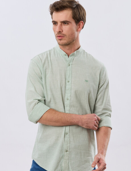 CAMISA LISA DE LINO CUELLO MAO Menta