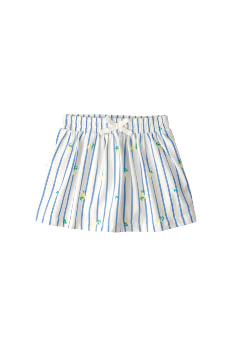 Pollera short de algodón, diseño a rayas con limones Sin color