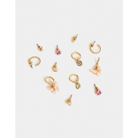 Set De Aros Dorados Romantico Dorado