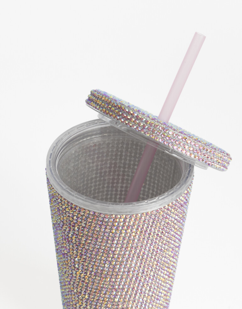Artículos cocina Vasos Vaso Con Glitter Rosa - Rosa Metalizado